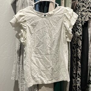 Cream flutter sleeve blouse